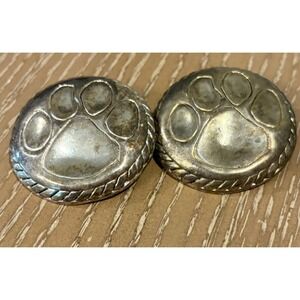 Best Brand Silvertone Round Paw Print Pendant Brooch Pin Set of 2